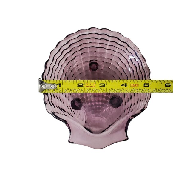 Vintage Viking Amethyst Purple Glass Shell-Shaped Bowl Three Footed Base - Picture 9 of 9